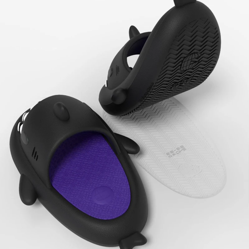 Shevalues Thick Bottom Shark Slippers Women Men Fashion Color Blocking Shark Slides Summer Outdoor Beach Shark Flip Flops Women