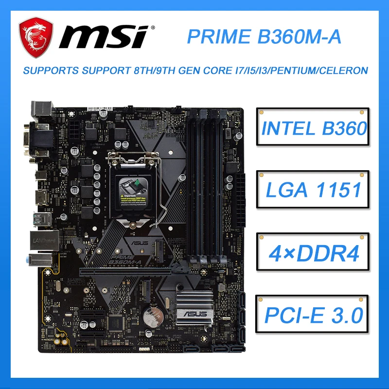 

Asus PRIME B360M-A материнская плата LGA 1151DDR4 64 Гб PCI-E 3,0 M.2 USB3.1 Micro ATX Intel B360 материнская плата для Core i5-9400 cpus