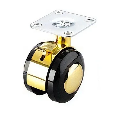 

4 шт. 2-дюймовые цинковые пластиковые двойные поворотные колеса для мебели с тормозом, красная медь, хром, золото