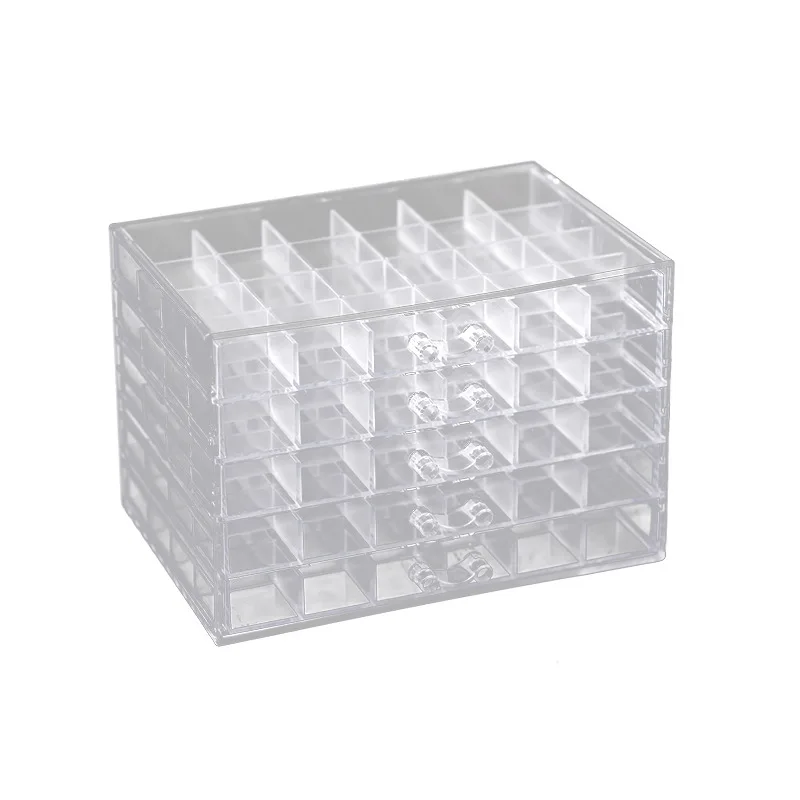 

120 Grids Nail Display Storage Box Transparent Acrylic Organizer Makeup Brushes Jewelry Earring Necklace Brooche Ring Drawer Box