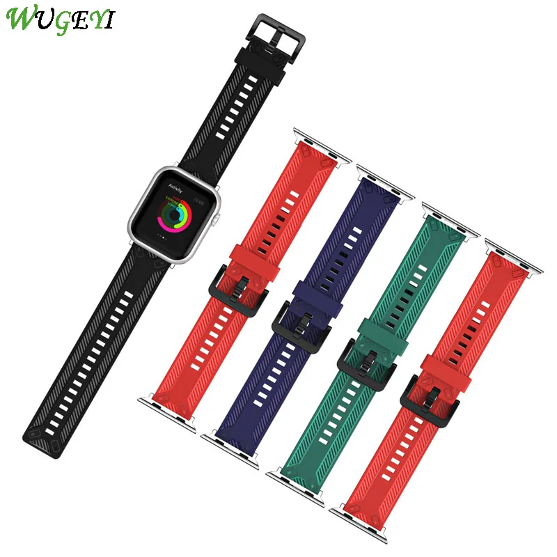 

Ремешок из углеродного волокна для Apple Watch 7 SE 6 5 4 3, водонепроницаемый силиконовый сменный Браслет для часов 42 44 41 45 мм