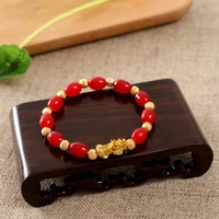 handmade natural stone beads bracelet women retro pixiu feng shui lucky amulet wristband charm bracelets friendship jewelry gift