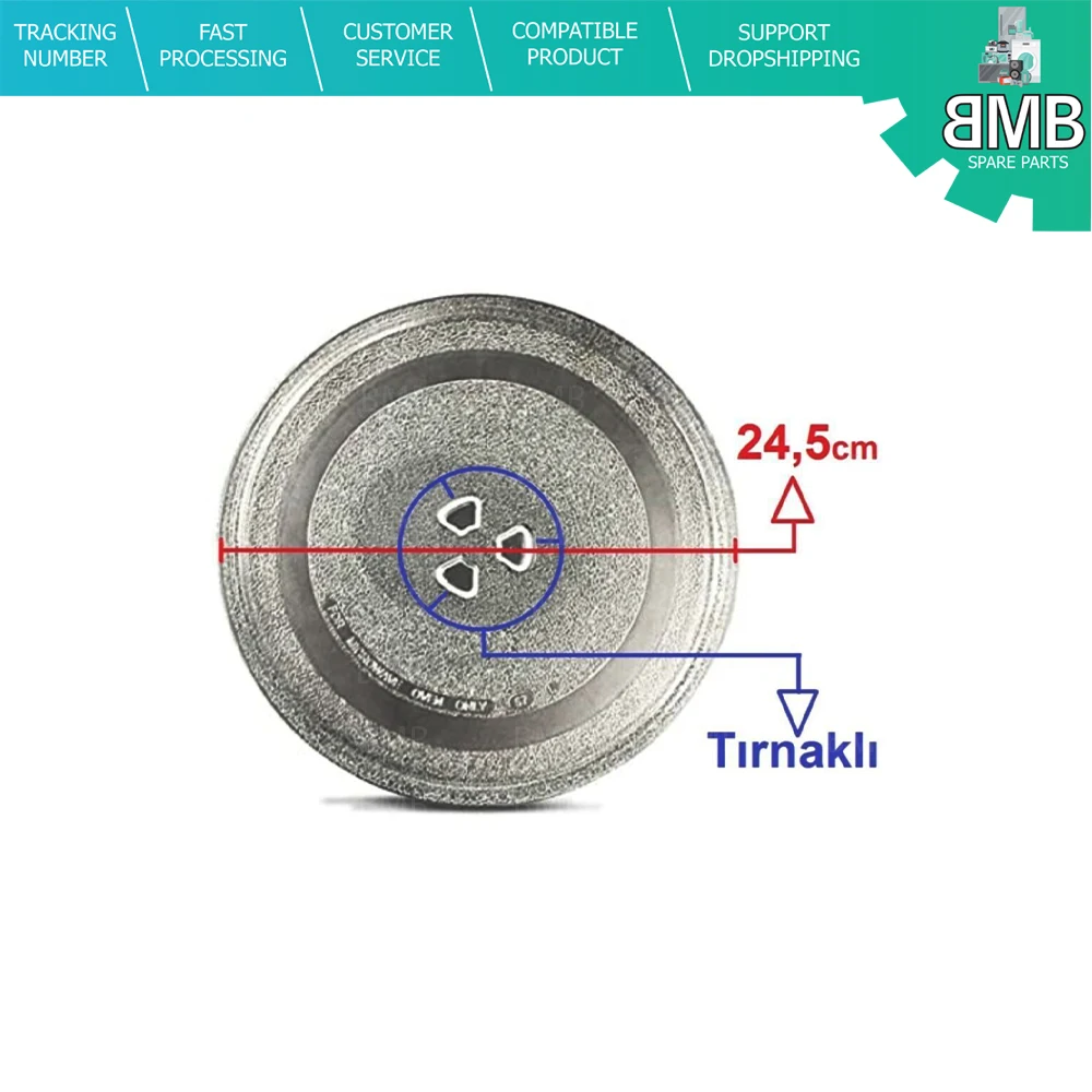 

Microwave Oven Rotary Glass Plate 24.5cm Diameter Tabbed Pyrex Tray Original With Nail - High Quality Product