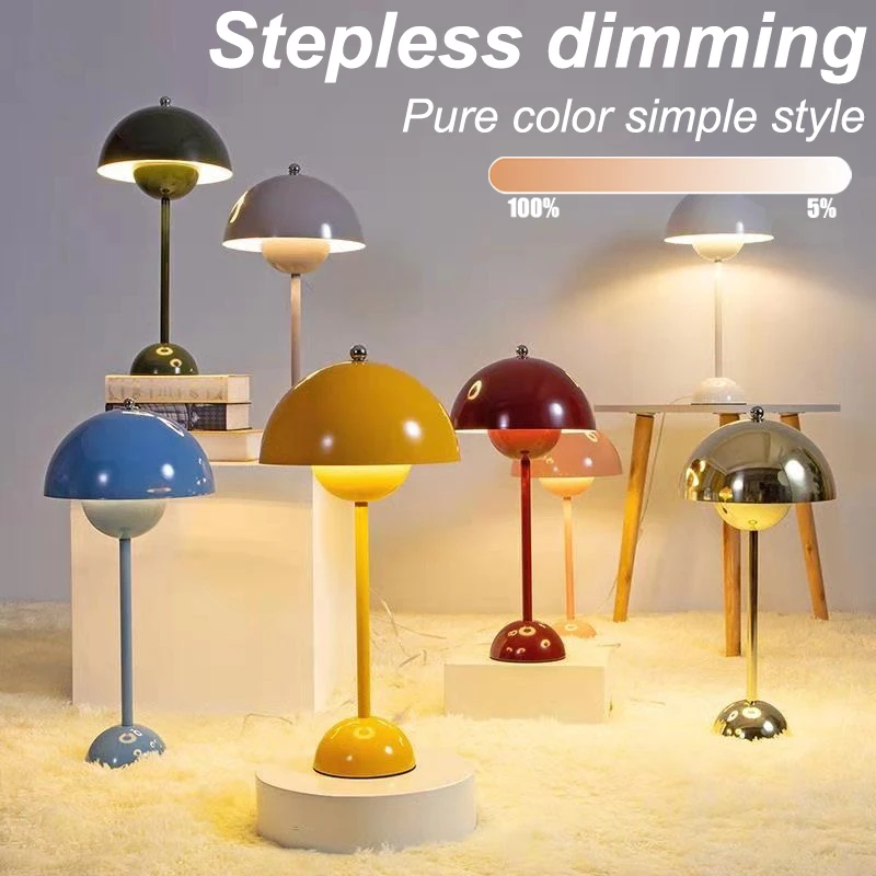 

Led Mushroom Flower Bud Table Lamp Rechargeable Night Light for Bedroom Bedside Touch Lamp Nordic Modern Home Decor Desk Lights