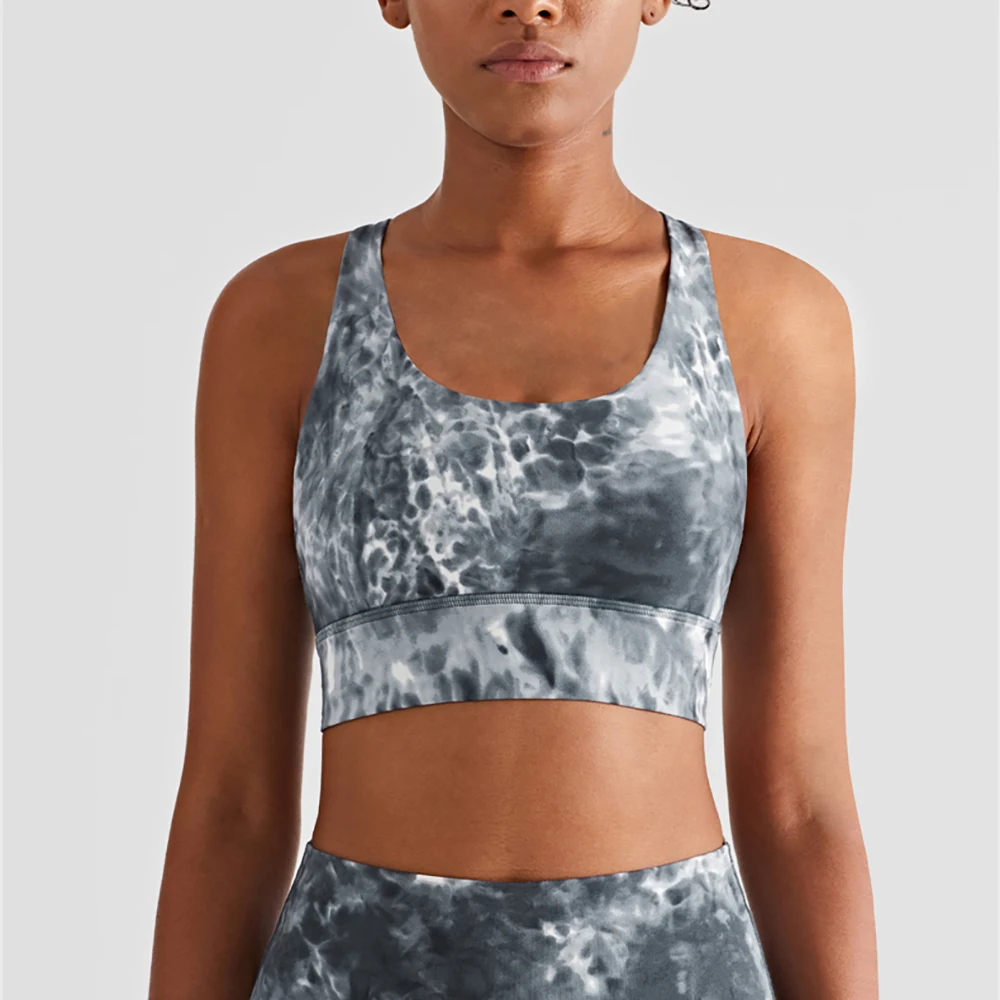 Vnazvnasi Sports Bra Women Clothing Gym Push Up Bra Sexy Printing Yoga Bra Adjustable Tie Dyed Sport Underwear Fitness Tops