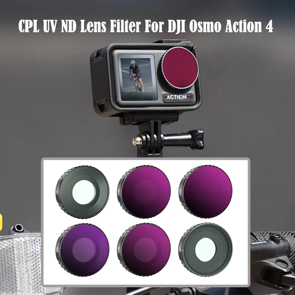 

Lens Filter Set for DJI Osmo Action 4 Camera Lens Filters UV CPL ND8/16/32/64 Optical Glass Polarizer Lenses for DJI Action 4