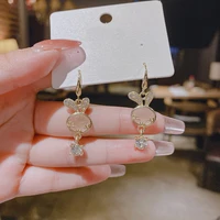 korean cute rabbit pendant earrings for women high quality opal flower butterfly dangle earrings for birthday gift party jewelry