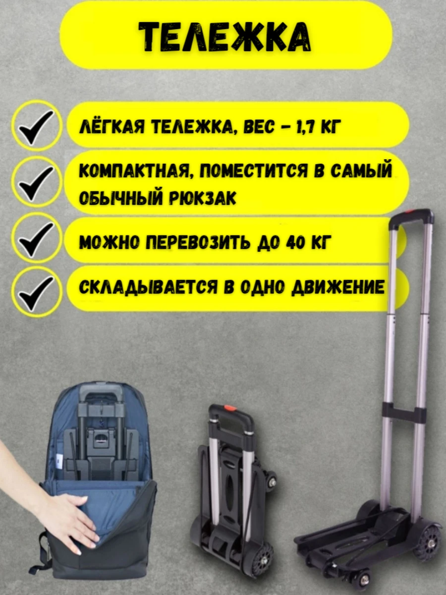 Складная тележка на колесах 1700гр платформенная до 40кг грузовая Колесница для