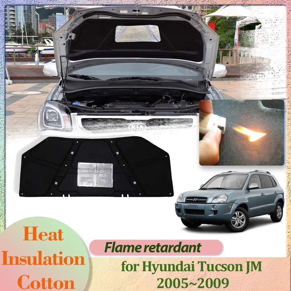 Фото Автомобильный капот, крышка двигателя для Hyundai Tucson JM 2005 ~ 2009 2006, изоляционный вкладыш, хлопковая звукоизоляционная накладка, термонагревательный коврик, аксессуары №1