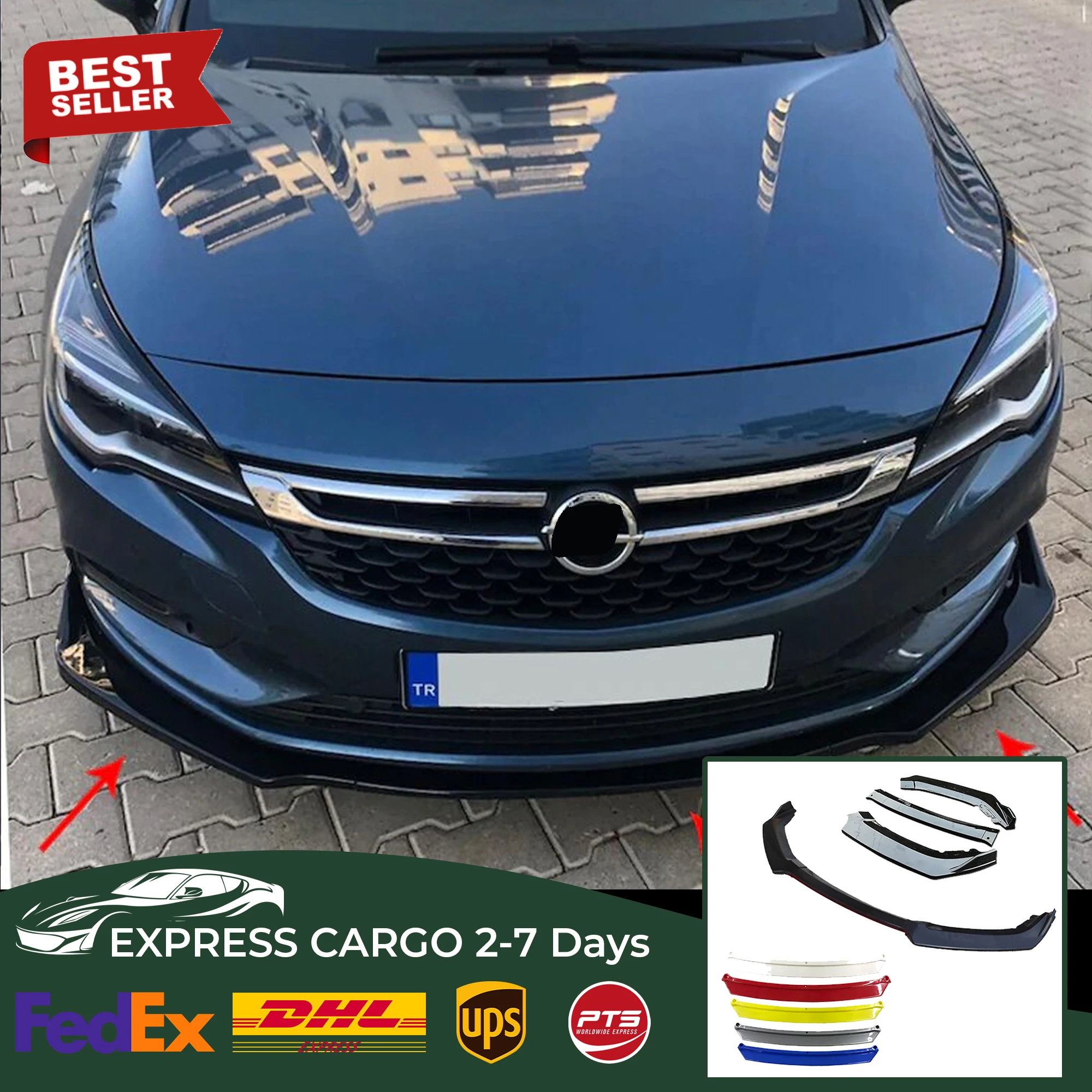 Per Opel Vauxhall Astra K 2016-2019 auto paraurti anteriore labbro 3 pz nero Splitter diffusore labbro corpo Kit Spoiler paraurti