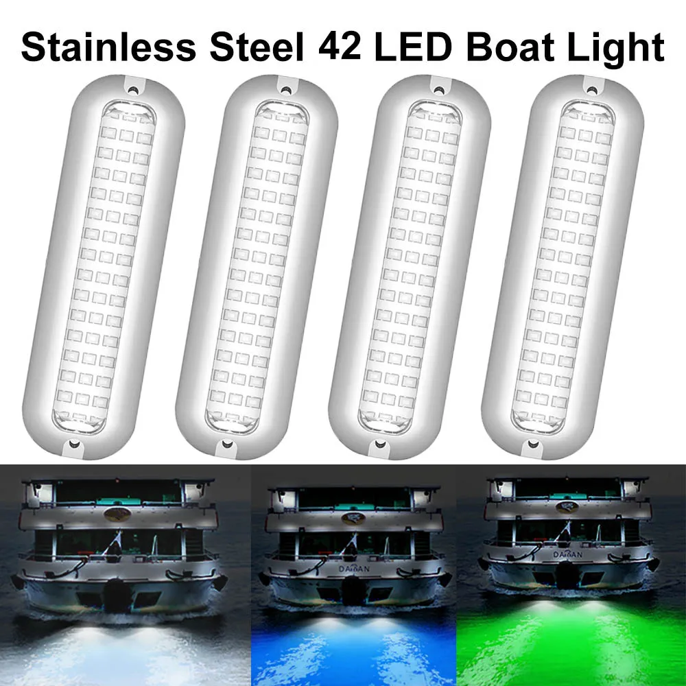 

42 LED Stainless Steel Marine Navigation Light 80W Underwater Pontoon For Boat IP68 Waterproof Yachting Ship Fishing Night Lamp
