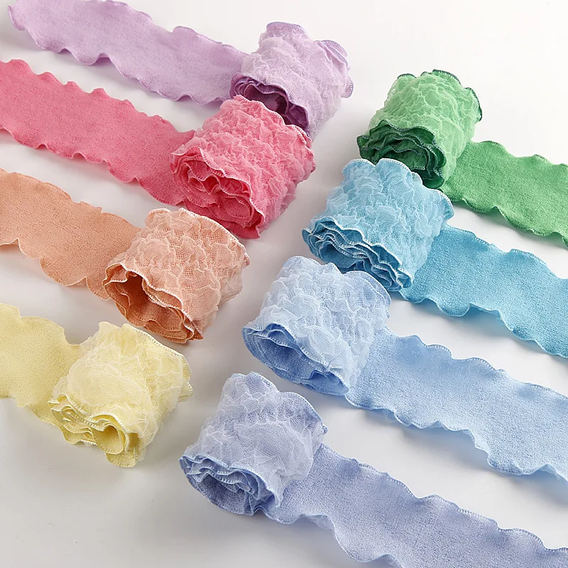 40mm 50mm Chiffon Seersucker Cotton Ribbon For Clothing Bracelets Hair Accessories Crafts To Make Bows Lace Tutu Skirt Trim