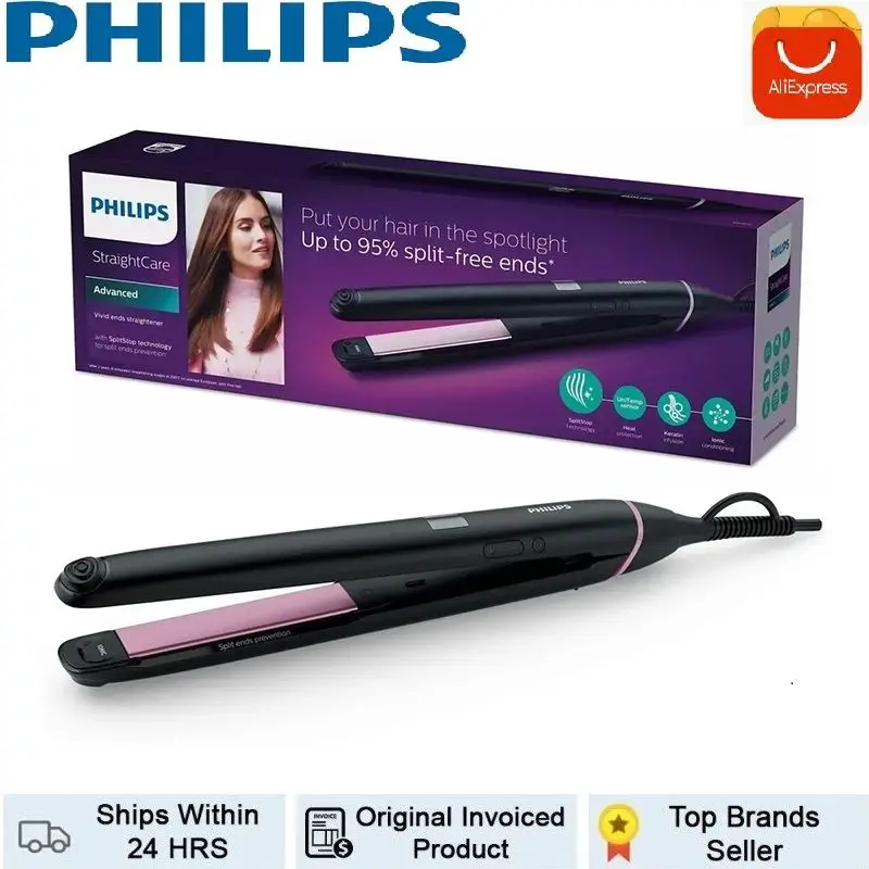 Philips BHS675 профессиональный стиль против ожогов выпрямитель для волос щетка с кератиновой пропитанной щетиной для женщин Плойка для волос Го...