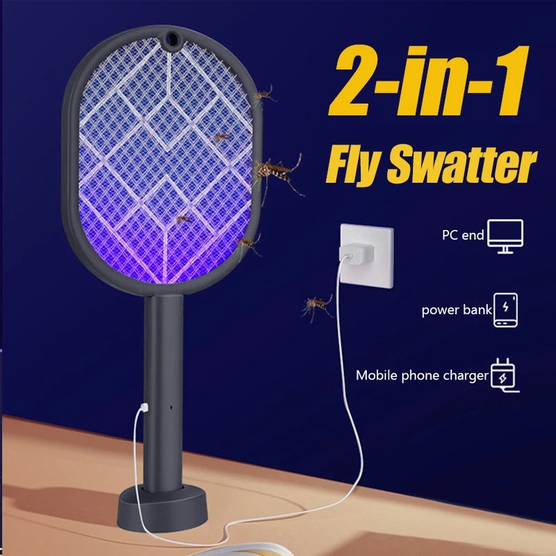 Мухобойка-ловушка 2-в-1, искусственная ловушка для насекомых, USB-зарядка, защитная сетка, товары для дома, Летний сон