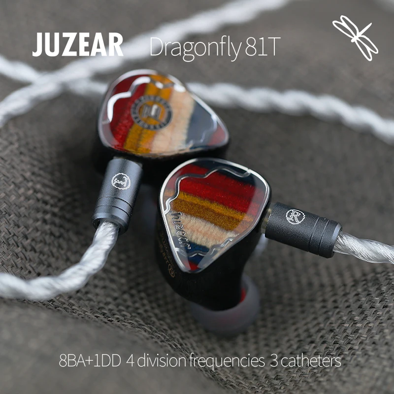 JUZEAR Dragonfly 81T 1DD + 8BA Hi-Fi наушники-вкладыши-мониторы гибридные драйверы IEM со сменными