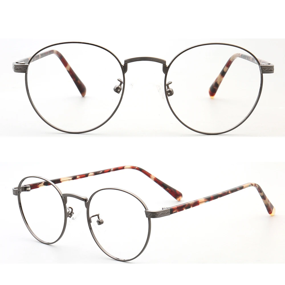 

Retro Round Women Eyeglasses Frame Men Optical Glasses Frame Vintage Metal Eyewear Acetate Prescription Eyewear Gold Tortoise