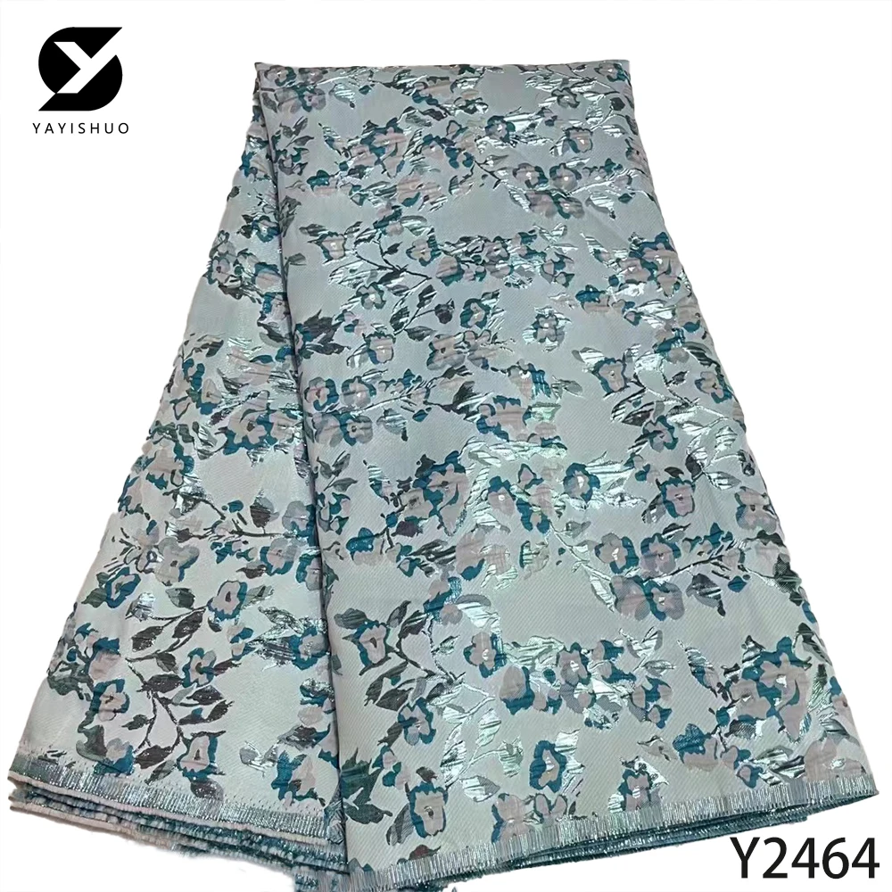 

2022 Latest Floral Brocade Fabric Jacquard Lace Cloth Nigerian Damask Organza Mesh Material French Tulle Net For Sewing Y2464