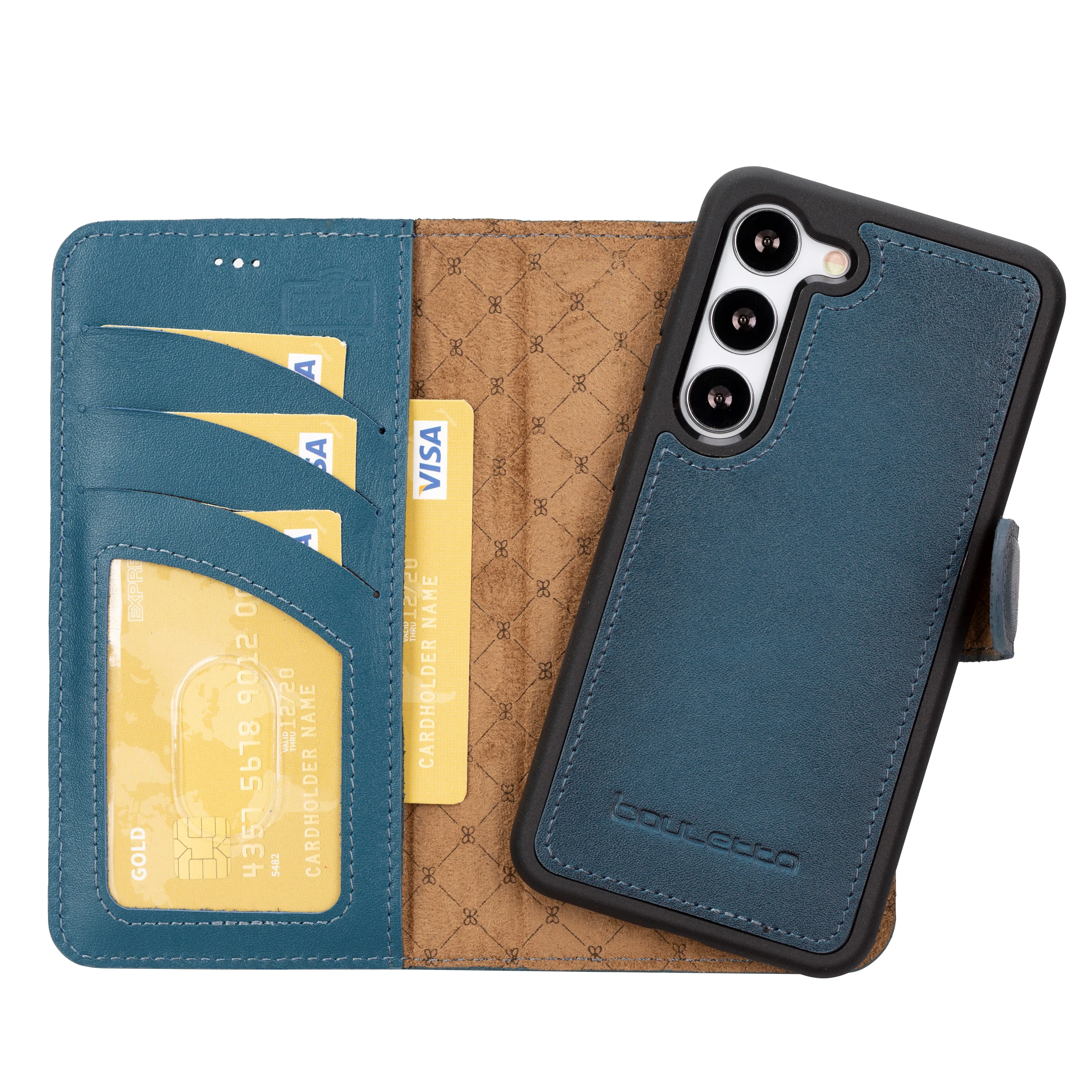 

Магнитный чехол-бумажник ручной работы из натуральной кожи для Samsung Galaxy S23 Rfid и беспроводной совместимый с держателем карты