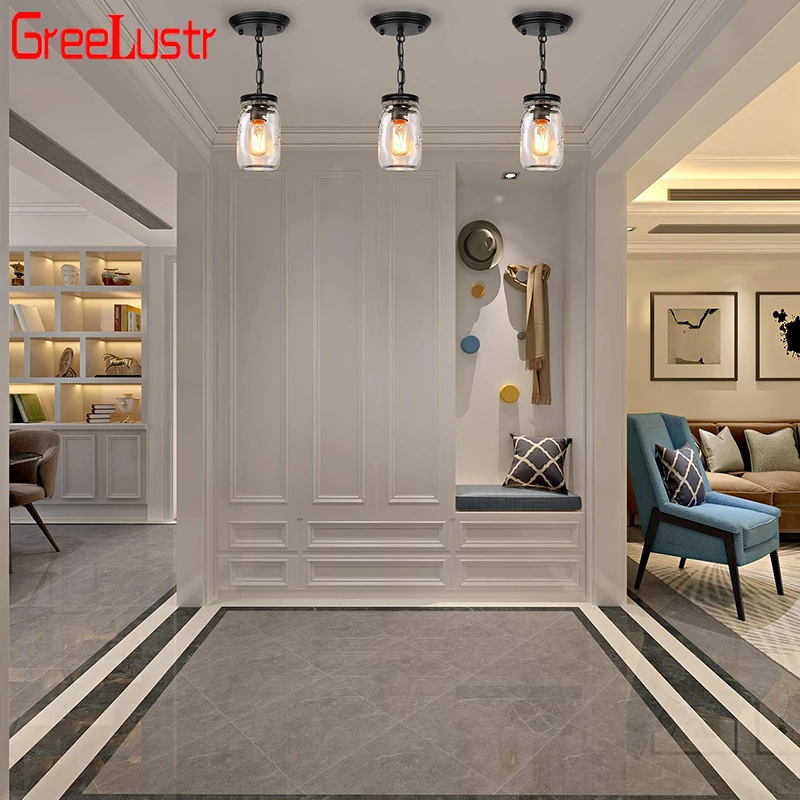 

Glass LED Retro Ceiling Lamp For Home Living Room Kitchen Lighting Pendant Light Industrial Loft Indoor Decora Hanging Lights