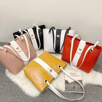 2022 wholesale 5 colors crocodile pattern ladies pu handbags womens casual large capacity tote bags