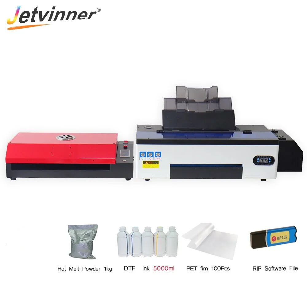 

Jetvinner A3 DTF принтер для Epson R1390 с ПЭТ-пленкой 100 шт. A3 DTF принтер порошок для футболок джинсы толстовки Сумки шляпы