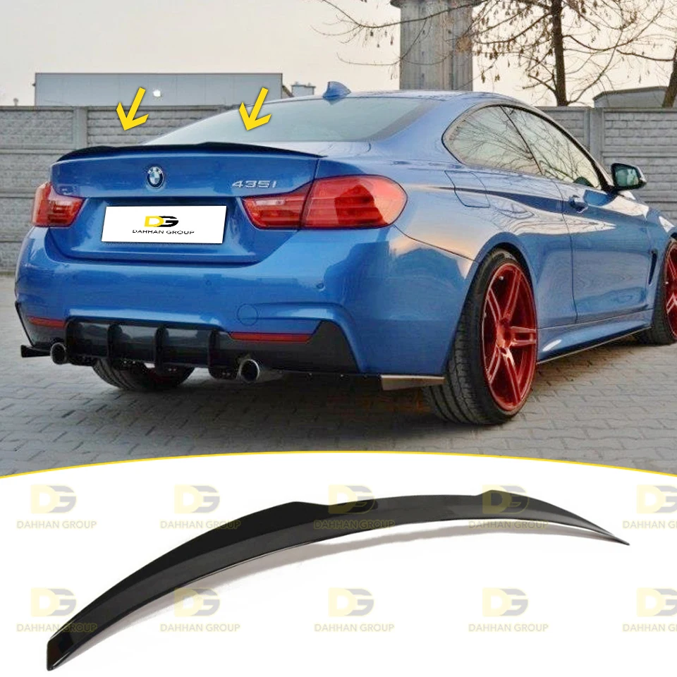 B.M.W 4 Series F32 Coupe 2013 - 2016 Cap Rear Spoiler Wing Extension Piano Gloss Black Plastic M4 Kit Bodykit