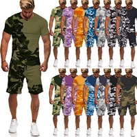 summer new colorful camouflage printed tracksuit mens casual outdoor sportswear two piece sets unisex fashion teesshortssuits