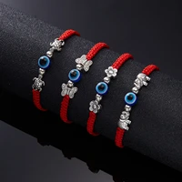 turkish lucky blue evil eye charm bracelet elephant tortoise butterfly flower handmade braided rope bracelets lucky jewelry gift