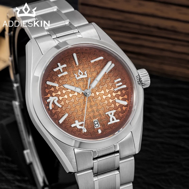 Фото Механические часы ADDIESKIN K011 с китайским циферблатом-монетой, мужские, с сапфировым стеклом, светящиеся BGW9, водонепроницаемость 100 м, из нержавеющей стали, деловые №2