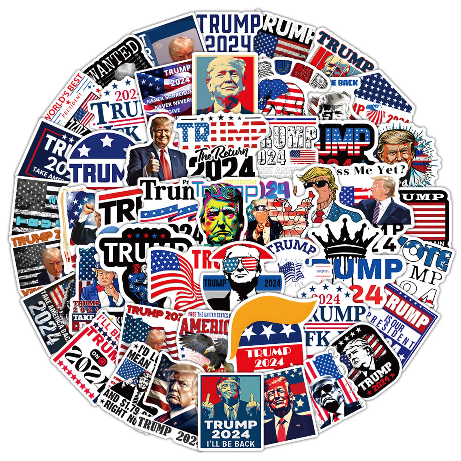 53шт Набор виниловых автомобильных наклеек Donald Trump 2024/Республиканская партия