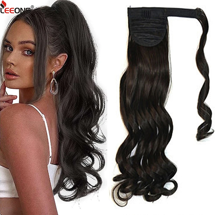 Body Wave Wrap Around Ponytail Hair Extensions Clip In Hairpieces Synthetic Heat Resistant Hair Curly Wavy Ponytail For Women