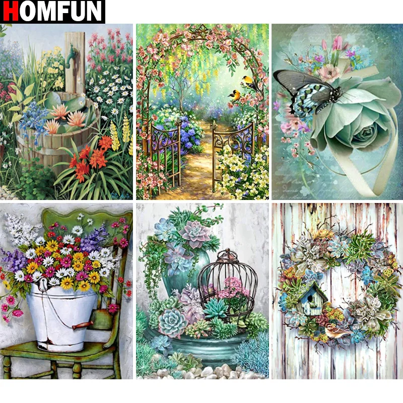 

Алмазная 5D Вышивка HOMFUN, набор для рукоделия «цветок, Бабочка, птица», набор для алмазной вышивки крестиком «сделай сам», украшение для дома, ...