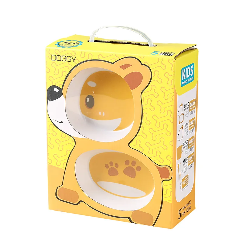 Bamboo Fiber Children Plate Set Baby Cartoon Tableware Feeding Bowl With Cup Spoon Fork enlarge