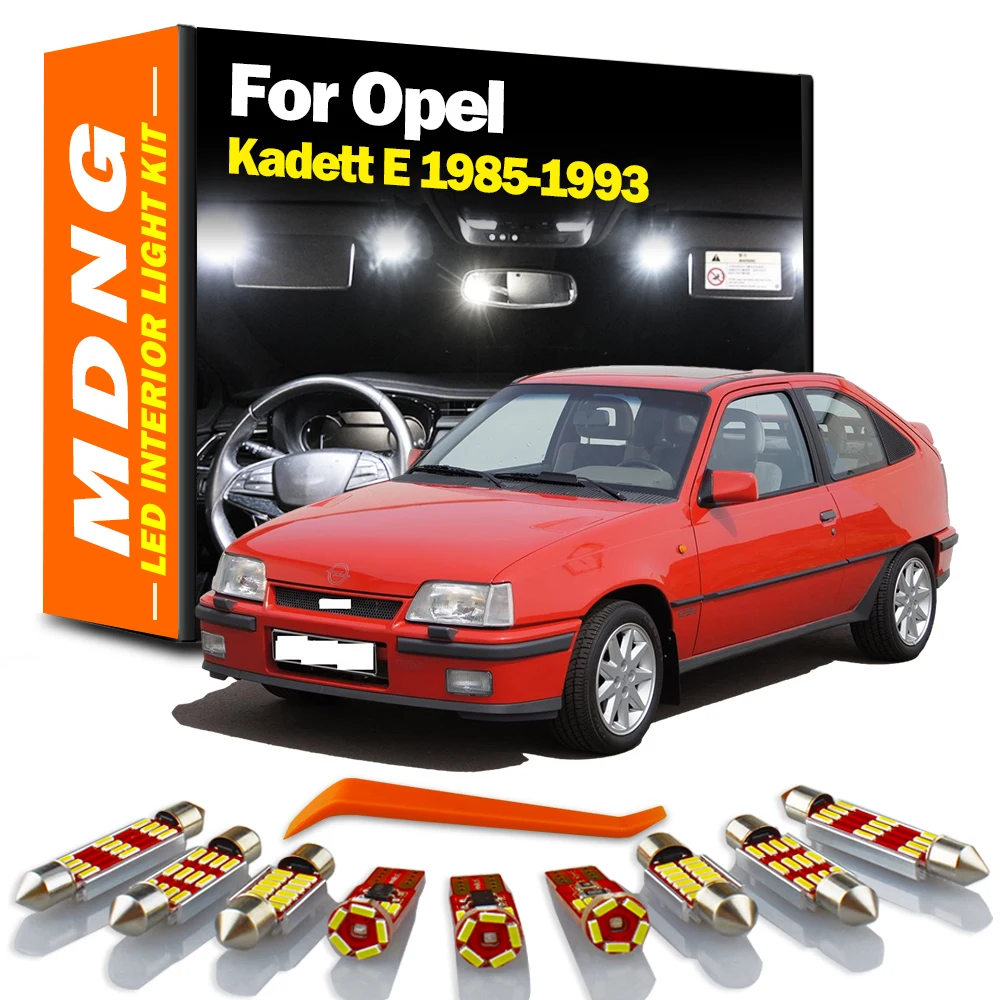 

MDNG 9Pcs Canbus Indoor Lamp For Opel Kadett E 1985- 1988 1989 1990 1991 1992 1993 Vehicle Bulbs LED Interior Map Dome Light Kit