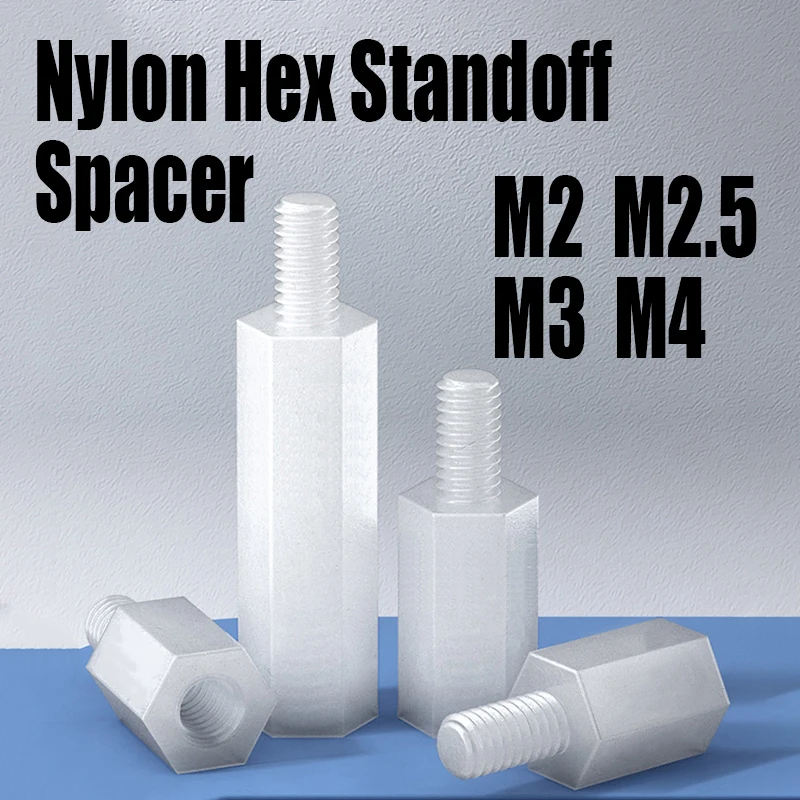 

20PCS M2 M2.5 M3 M4 White Nylon Single Head Hex Hexagonal Standoff Spacer Plastic Spacer Standoff Column Isolation Column