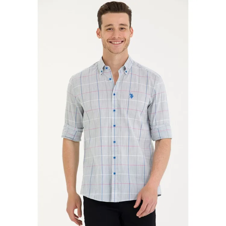 У.С. Поло Ассн. Мужская серая рубашка 50266123-VR024 У.С. Поло Ассн. Мужская серая рубашка 50266123-VR024