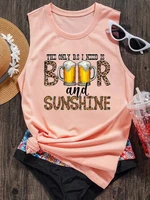 summer pink tank camis women the only b s i need is beer and sunshine vest sleeveless tank top casual tee shirt streetwear