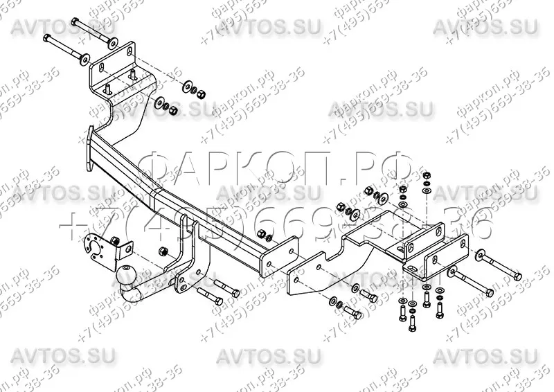 Фаркоп Hyundai Santa Fe Classic 2007-2013 2001-2006 условно-съемное крепление шара HY 18 AvtoS (Россия) |