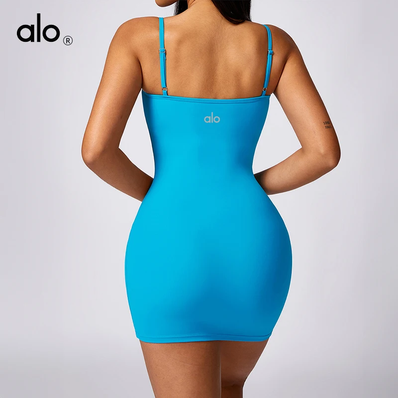 Женская одежда для йоги в стиле ALO коричневое платье на бедрах подтяжках