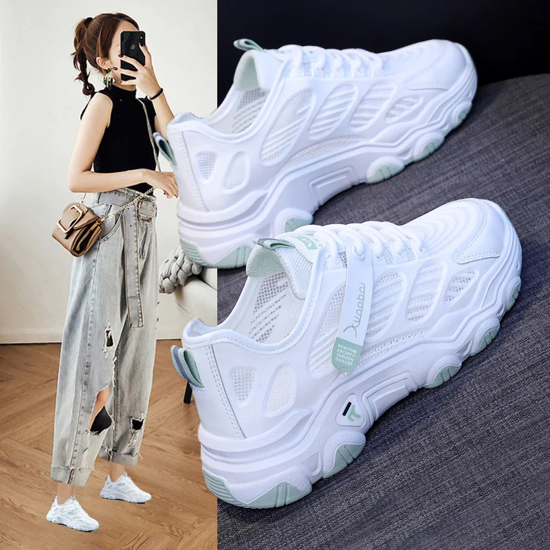 

2022 new mesh daddy shoes women's all-match breathable white shoes student casual sports shoes