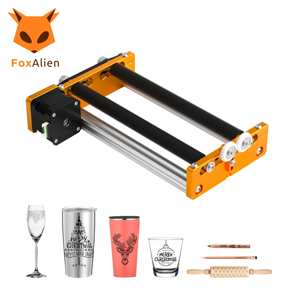 Enlarge 3D Curved Laser Engraver Kit, CNC Laser Engraving Machine Rotary Roller Engraving Cylindrical Objects for FoxAlien CNC Router