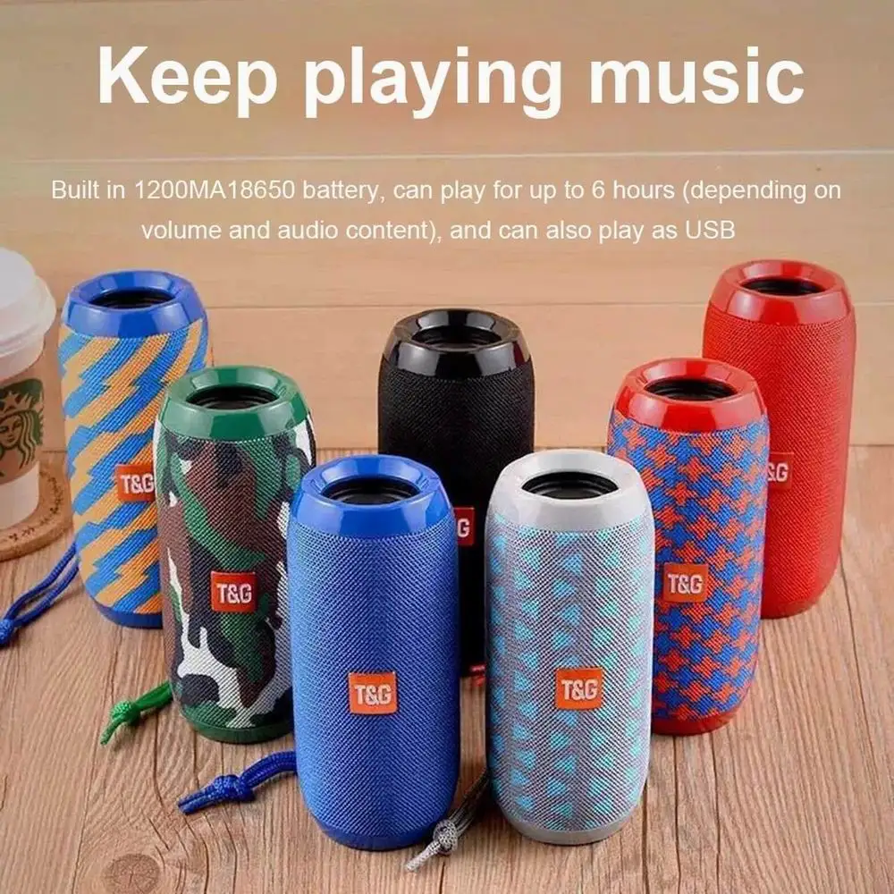 

Original Tg117 Portable Hifi Wireless Speaker Waterproof Usb Bluetooth-Compatible Speakers Tf Subwoofer Loudspeaker