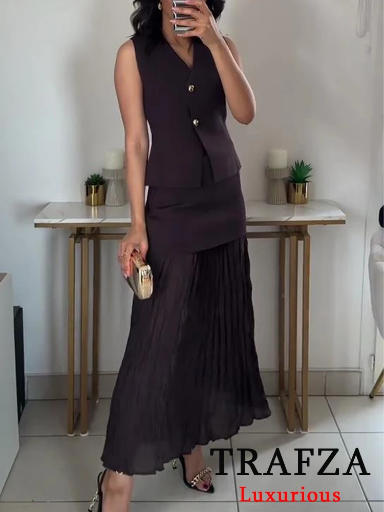 Женский вязаный комплект TRAFZA с V-образным вырезом и открытой спиной