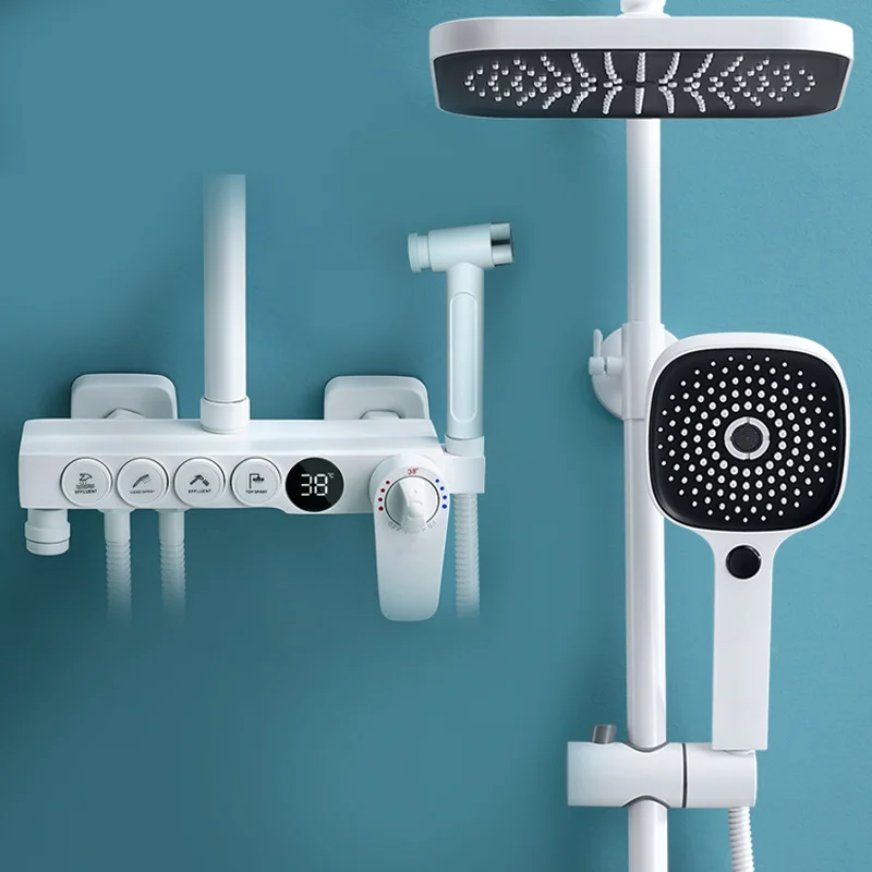 

Household shower set series digital display thermostatic shower bathroom shower set bath in the rain the whole copper