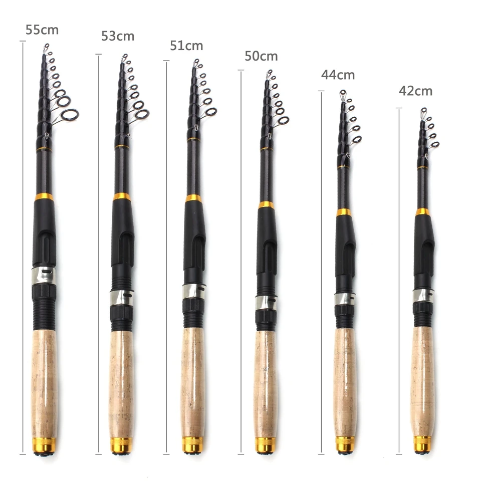 

New Carbon Fiber Fishing Rod Ultra Short Pocket Portable Rotary Rod Telescopic Fishing Rod, Wooden Handle Fishing Rod