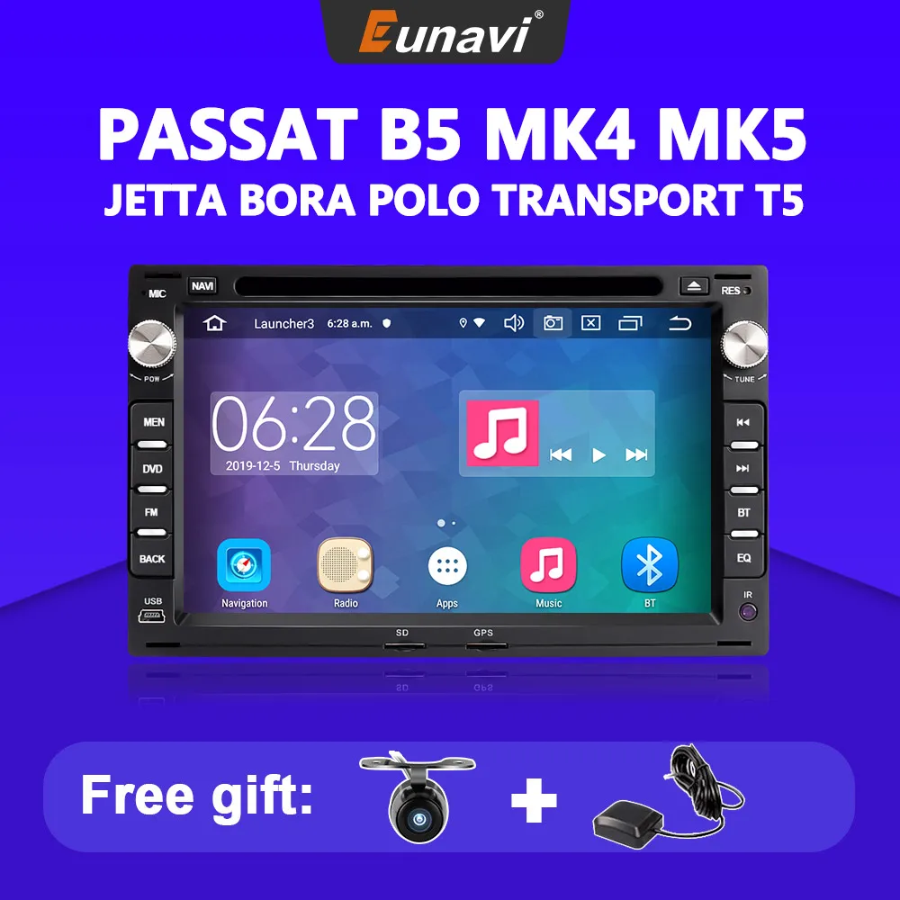 

Eunavi 2 Din Android 10 Car Radio Multimedia Video Player For VW PASSAT B5 MK4 MK5 JETTA BORA POLO TRANSPORT T5 2Din DVD GPS