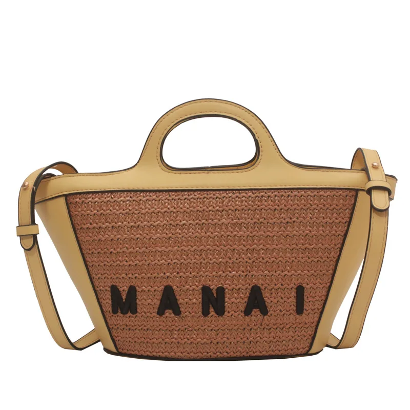 Лидер продаж 2022 модная соломенная сумка-мешок большая сумка на плечо из ротанга