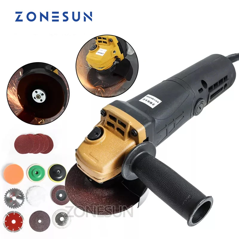 Угловая шлифовальная машина ZONESUN, об/мин, ручная шлифовальная машина для резки, Электрического Бетона, домашняя многофункциональная угловая шлифовальная машина
