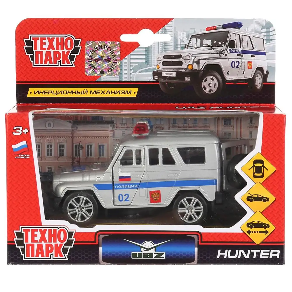 Machine model технопарк UAZ Hunter police инерционная |
