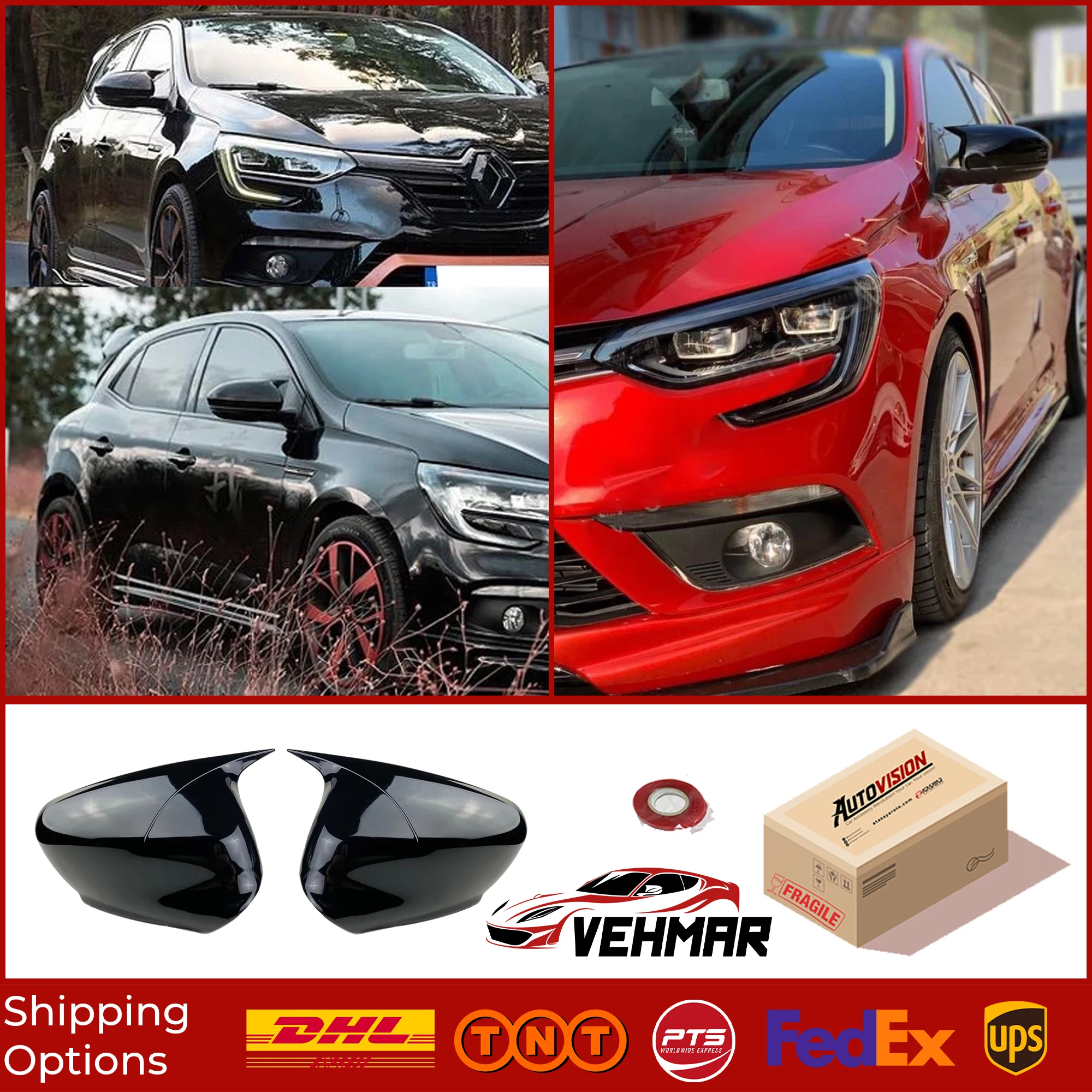 

Зеркальный чехол для Renault Megane 4 RS GT-Line 2016 2017 2018 2019